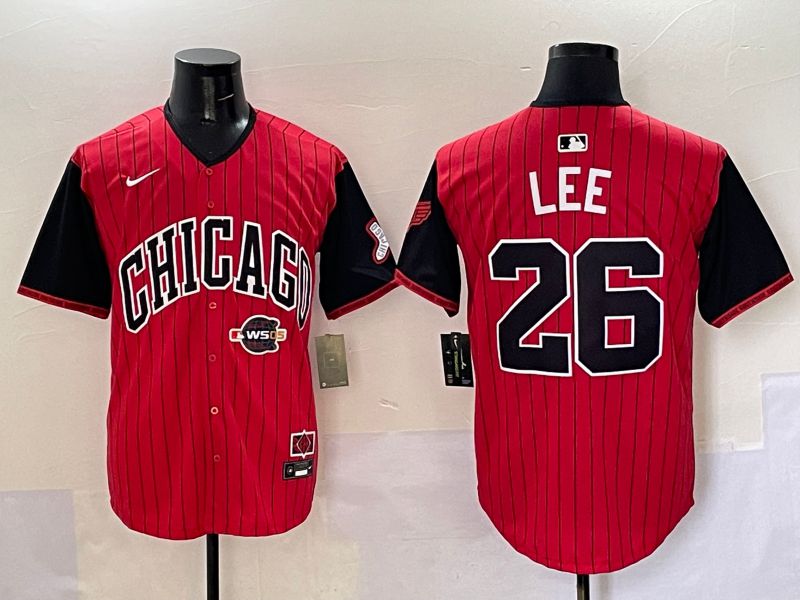 Men Chicago White Sox #26 Lee Red Stripe Joint Name Nike 2025 MLB Jersey style 7